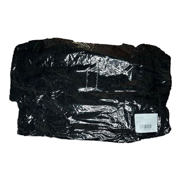 ASTR Pointelle Wrap Front Sweater in Black - Picture 7 of 8